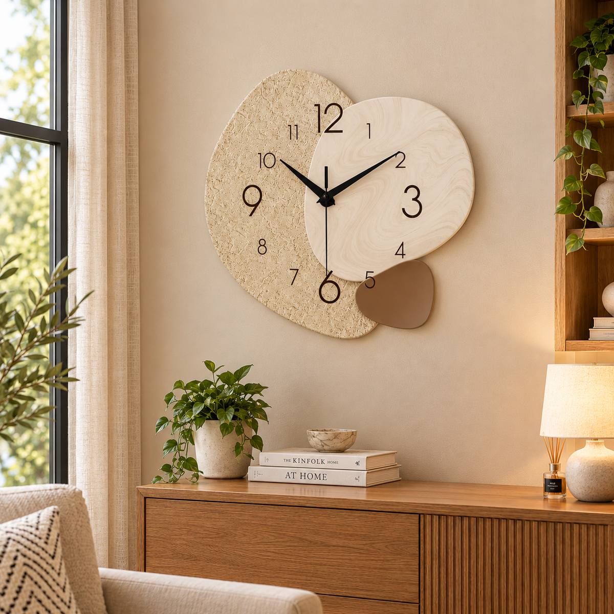Silent Quartz Wall Clock, Japan Style Geometric Design