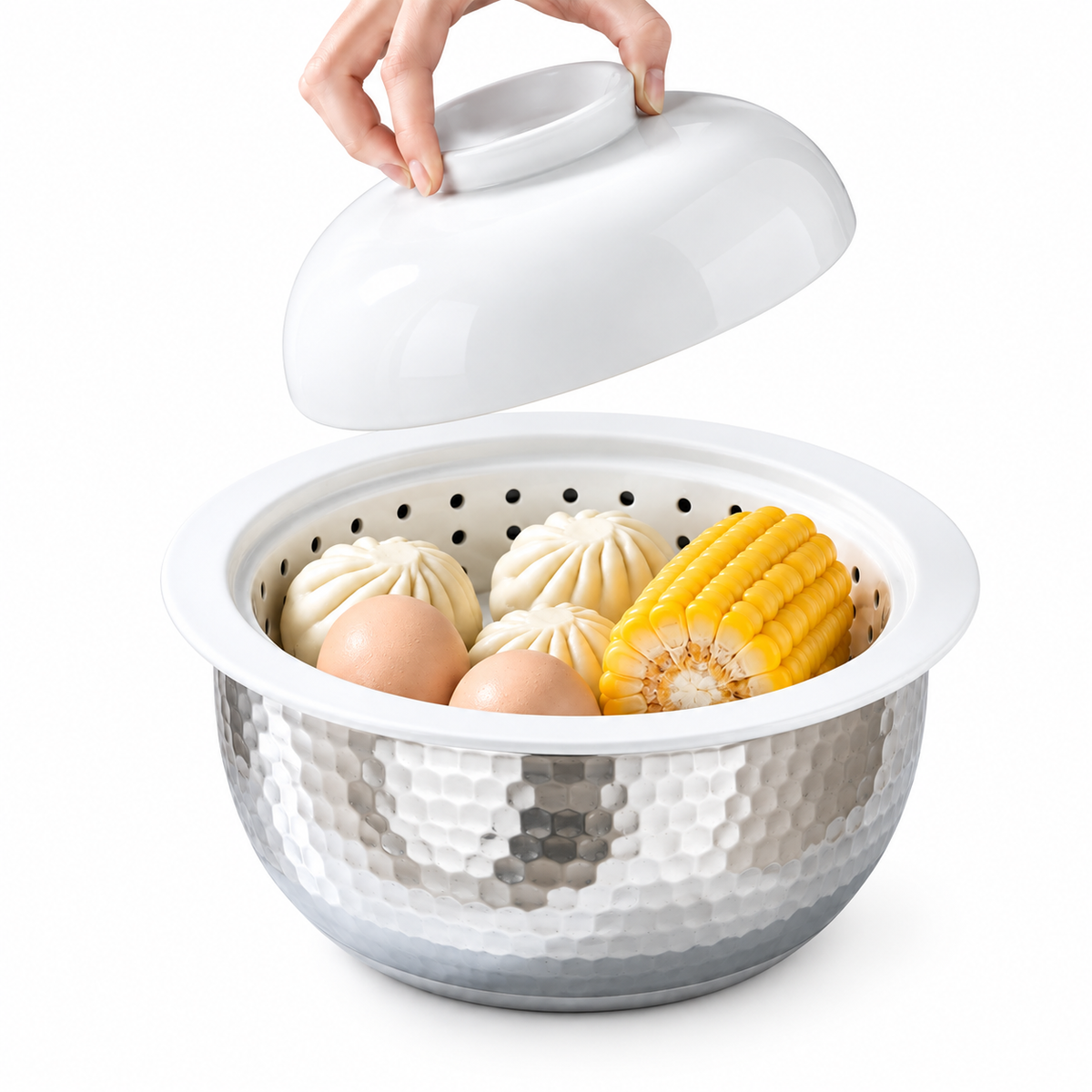 Perforated Porcelain Steaming - Steamer Bowl with Lid