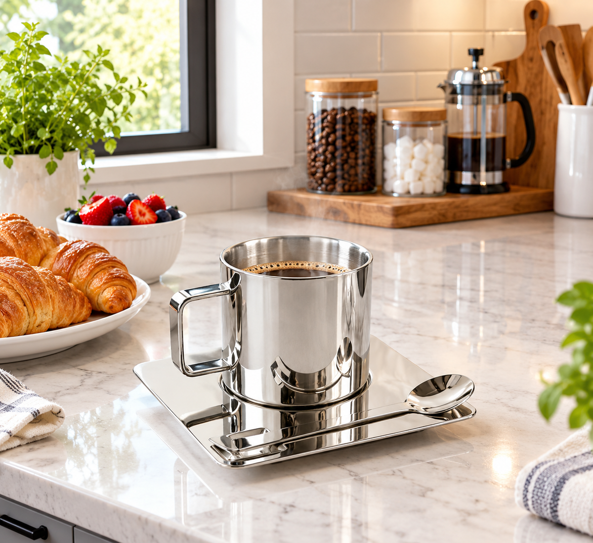 European Style Stainless Steel Coaster Set