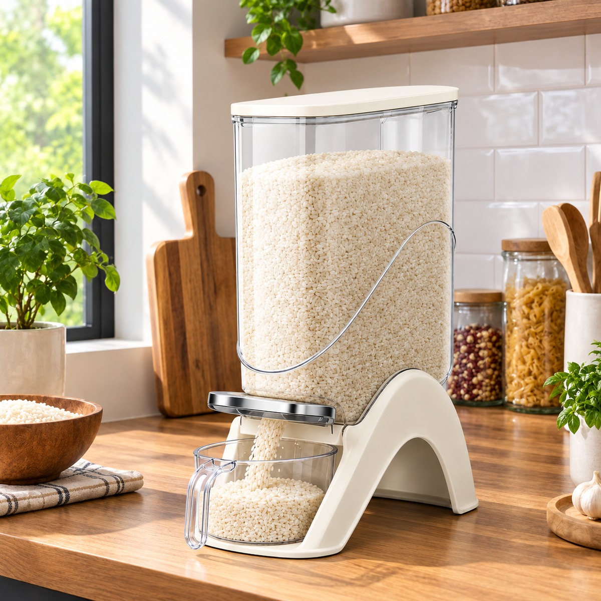 One-Touch Automatic Food Storage Dispenser with Measuring Cup