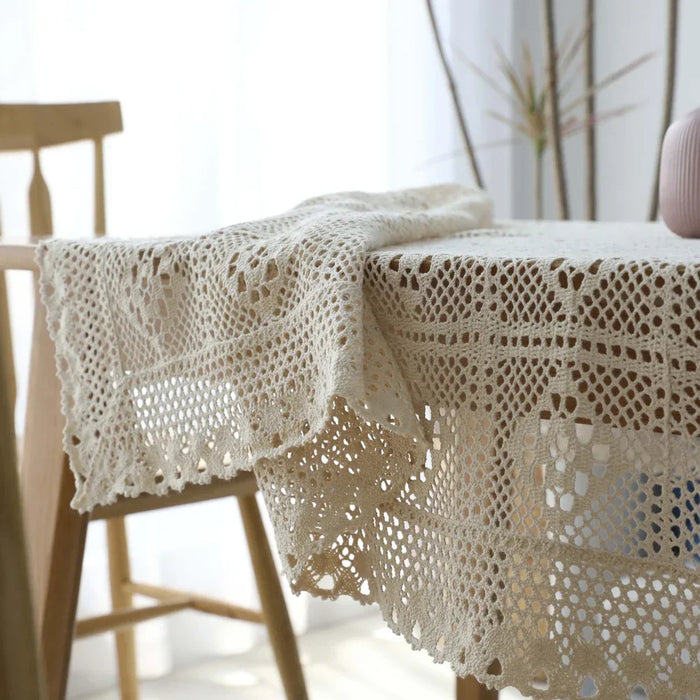 Handmade Crochet Lace Tablecloth – Vintage Rectangle
