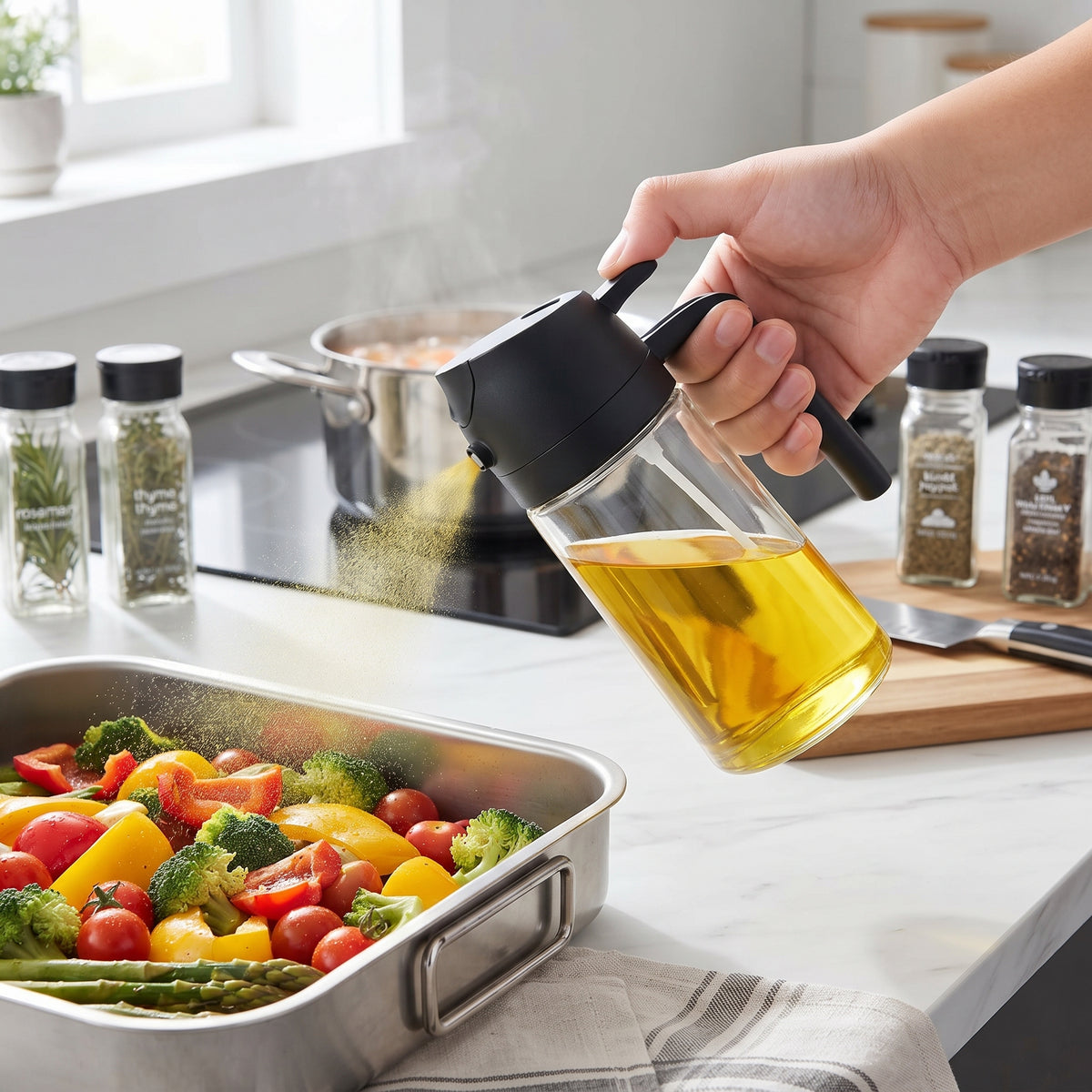 2-in-1 Oil Dispenser & Sprayer For Cooking