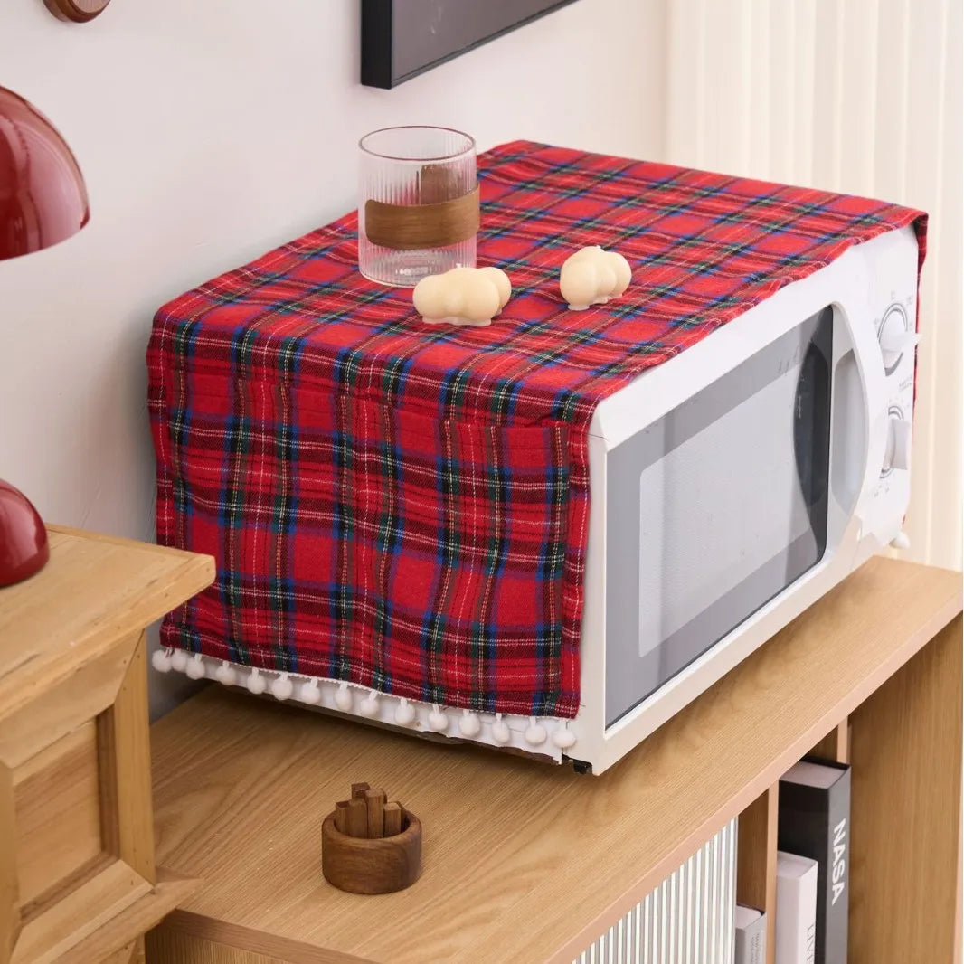 Plaid Polyester Cotton Dust Cover for Universal Appliance Protector